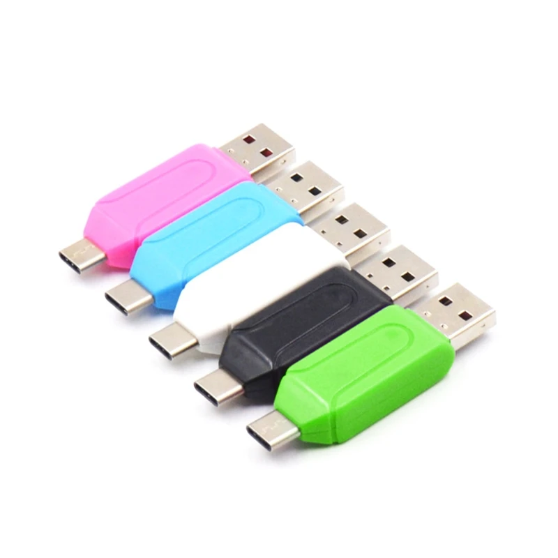 

Y5JF Type C Card Reader USB 2.0 Portable Memory Card Reader and Micro USB to USB C OTG Adapter Universal OTG TF / SD