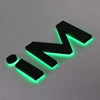 metal signs with green back light customized black paint channel letter wall mounted led signage waterproof