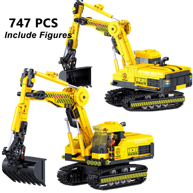 

747PCS City Technical Construction Excavator Truck Playmobil Engineering Car Action Figures Building Blocks Bricks Children Toys