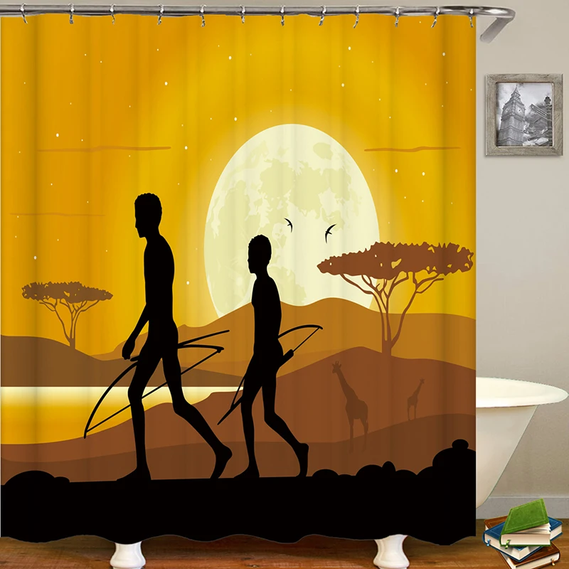 Закат африканская занавеска для душа Женская водонепроницаемая ванной из