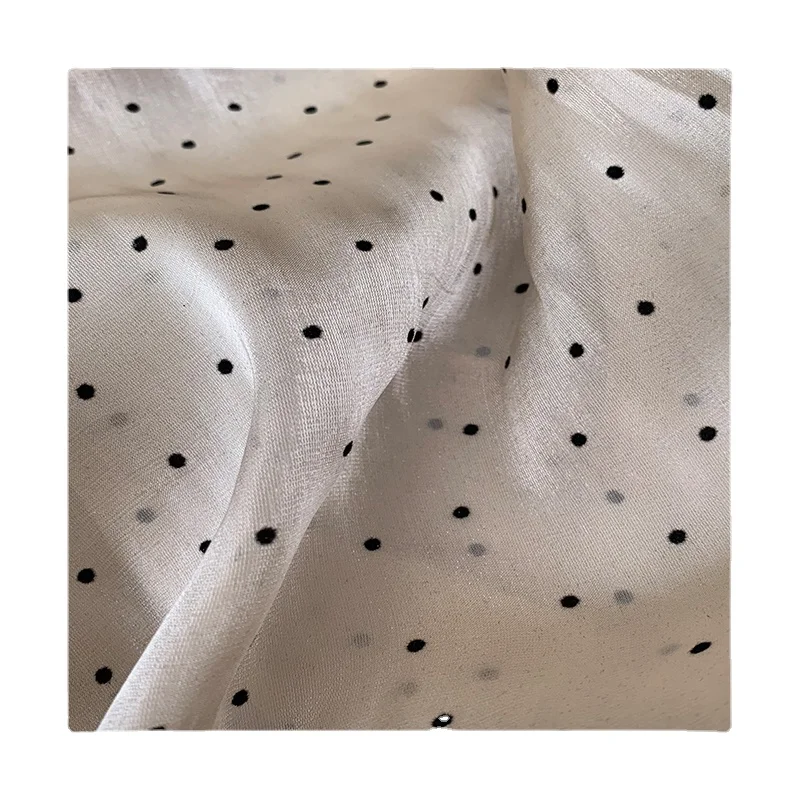 

Width 59" Simple Fashion Wavelet Dot Crystal Silk Satin Organza Fabric By The Half Yard For Dress Shirt Material
