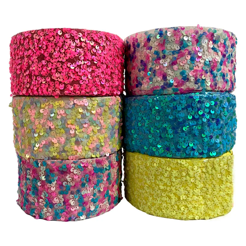 

(20 yards/lot) New colors 3" 75MM tulle sequin ribbons for hair bows