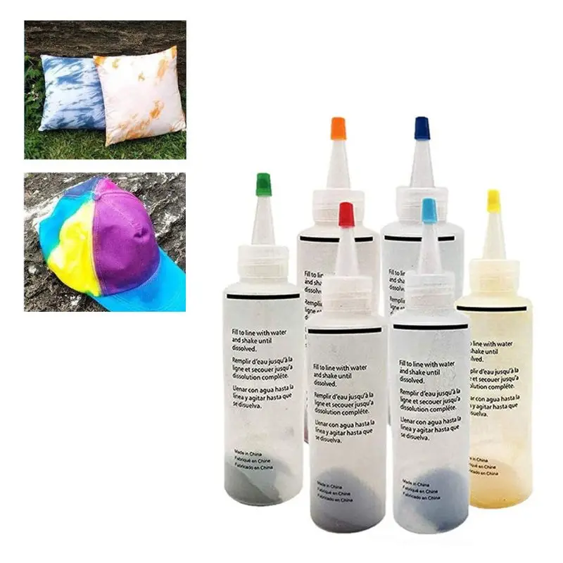 

6/8/10 Bottles Tie-Dye Kit Clothes Textile Colorful Tie Dying Sets Multi-Color Dyes Permanent Paint DIY Arts 72XF