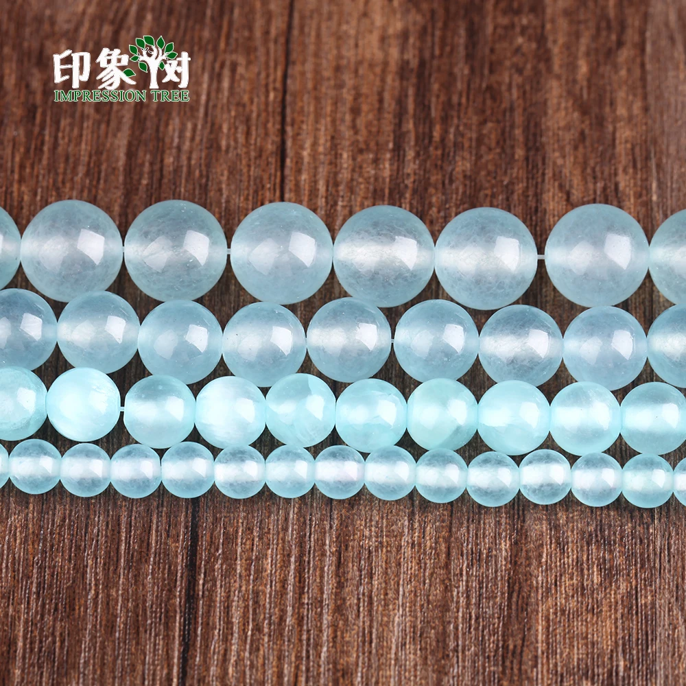 6/8/12 мм Гладкие Круглые бусины с натуральным драгоценным камнем синие Бусины