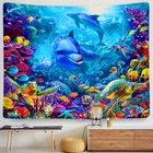 Бермудский гобелен, настенный хиппи, океан, колдовские украшения в стиле бохо, домашний декор, Настенные обои гобелен с изображением Кита, домашний декор