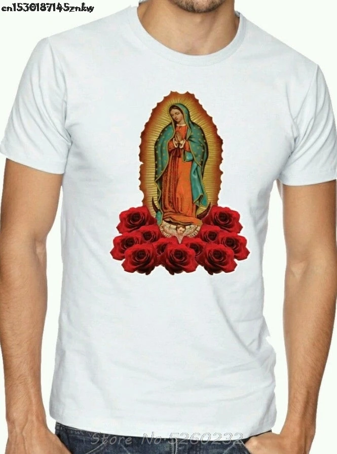 Футболка Virgen De GUADALUPE летние Забавные футболки в стиле Мэри-Мария Дева вирдженсита