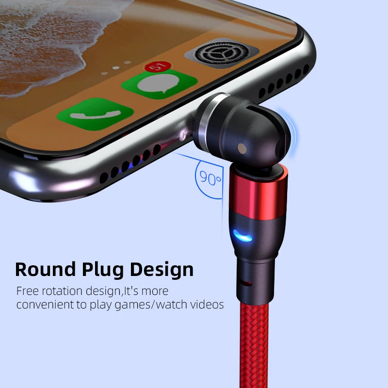 540 Degree Rotate Magnetic USB Cable For iPhone Charger Type C USB C Cable For Xiaomi Magnet Charge Micro USB Extension Cable