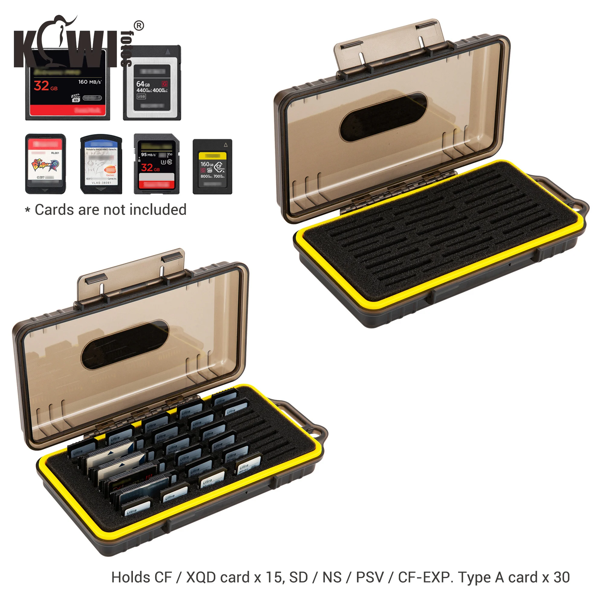 45 slots memory card case holder storage box for 15 cf xqd 30 sd sdxc sdhc ns psv cf cfexpress type a card organizer free global shipping