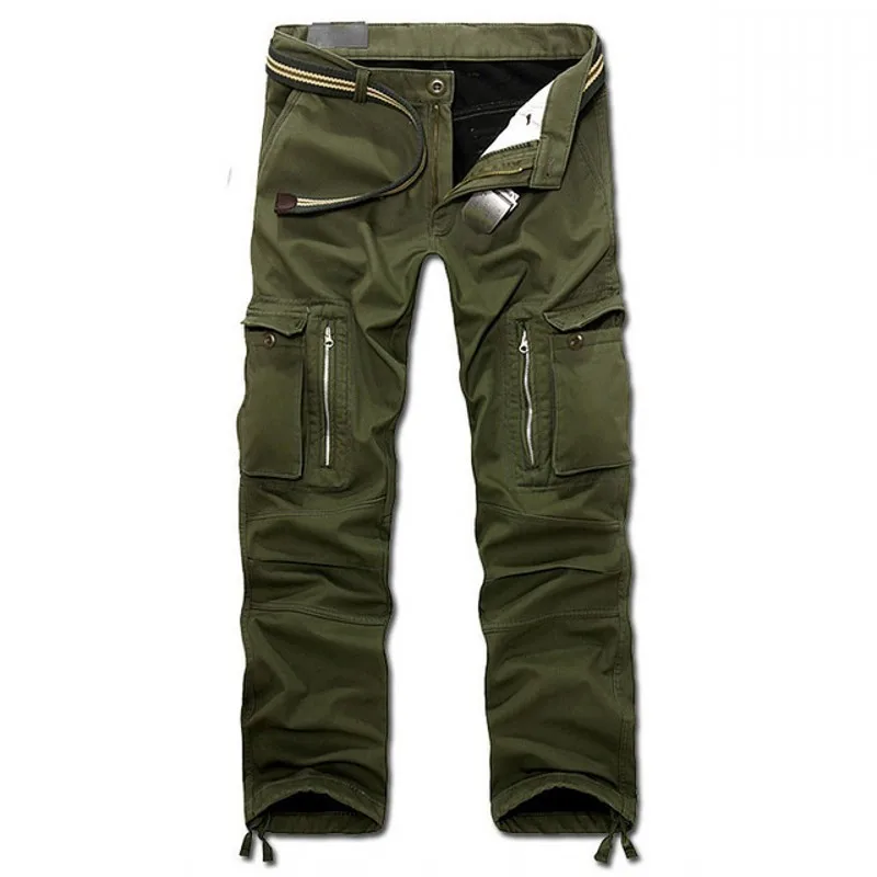 2020 New Winter Mens Cargo Pants Korean Casual Straight Male Loose Fit Pocket Plus Size 28-40 Black Khaki Army Green | Мужская одежда