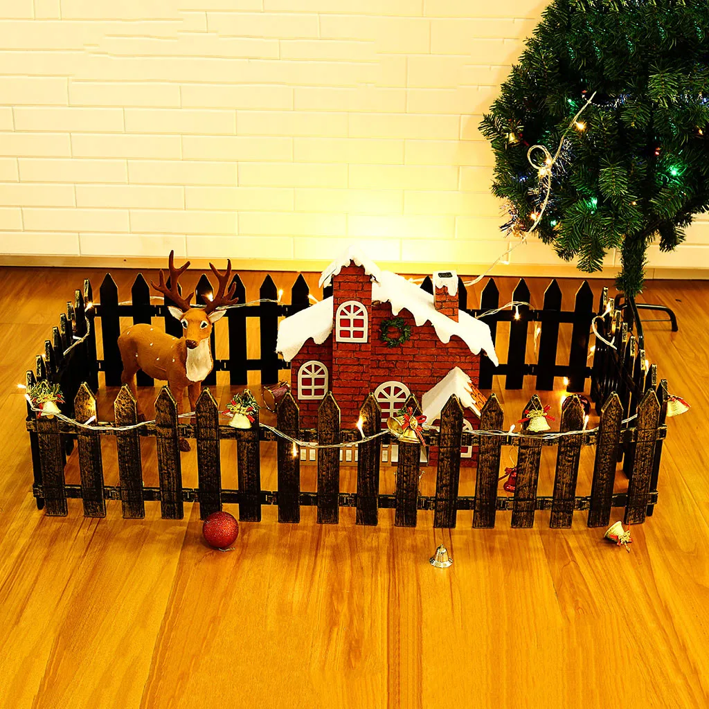 Kerst отель winkelumum Supermarkt Decoratie пластик Decoratieve Hek Tuin hek золото 14X25 см 5 X Рождественская елка забор# W