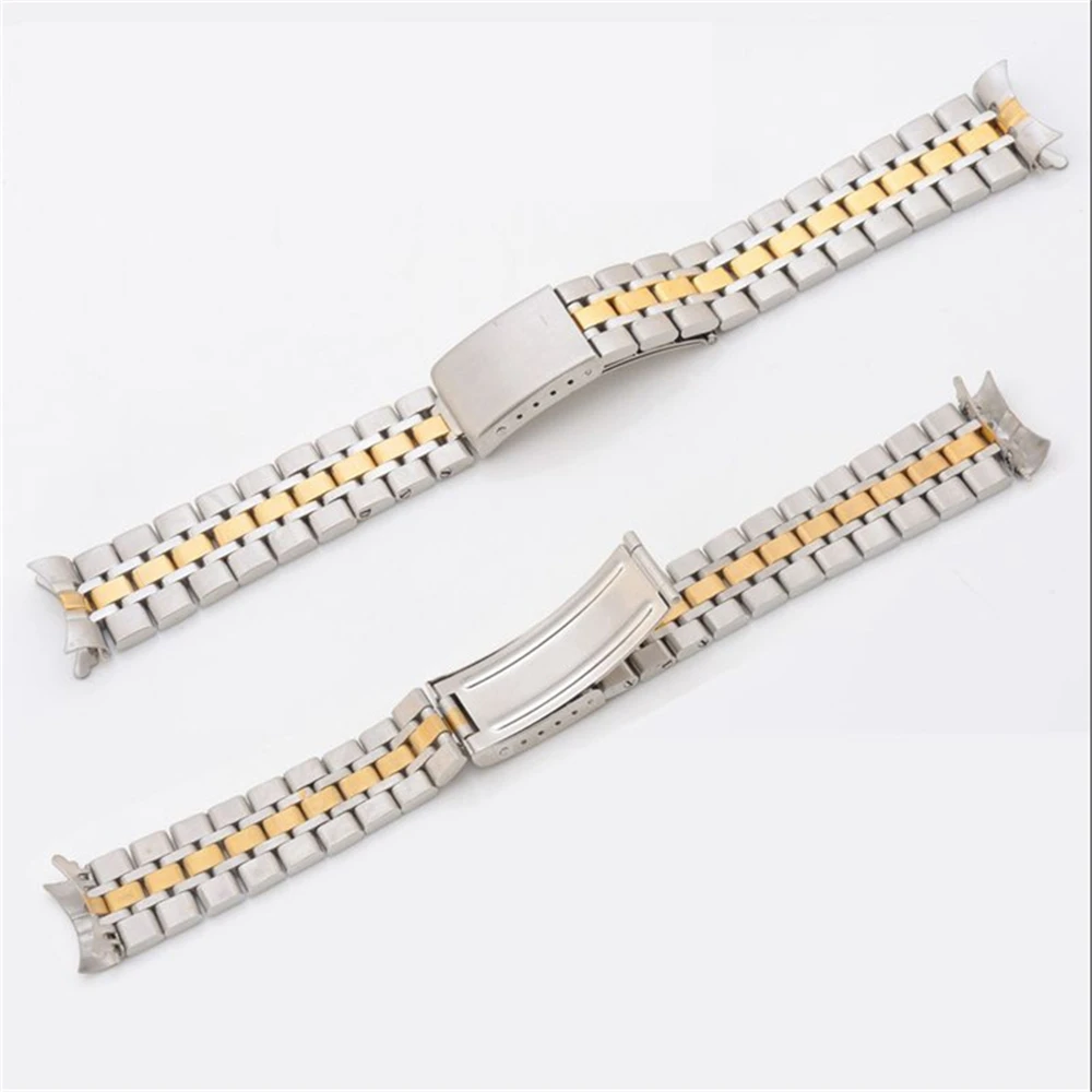 19mm Curved End Straps For Tudor Princes Series Watchband Full Stainless Steel Bracelet Wrist Band Folding Buckle Accessories enlarge