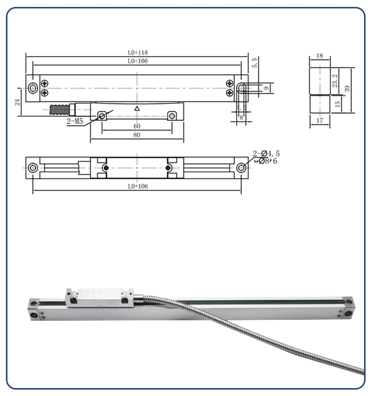 

1 Axis Small LCD Digital Readout with Slim D10F Linear Scale (0-600mm ) 5um Resolution