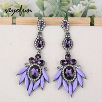 veyofun long trendy acrylic crystal drop earrings vintage party dangle earrings for woman fashion jewelry gift new
