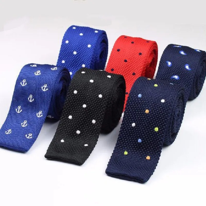 

Knitting Neckties 5cm Skinny Ties for Men Embroider Dot Strips Chenille Adult Neck Ties Plaid Dress Shirt Leisure Accessories