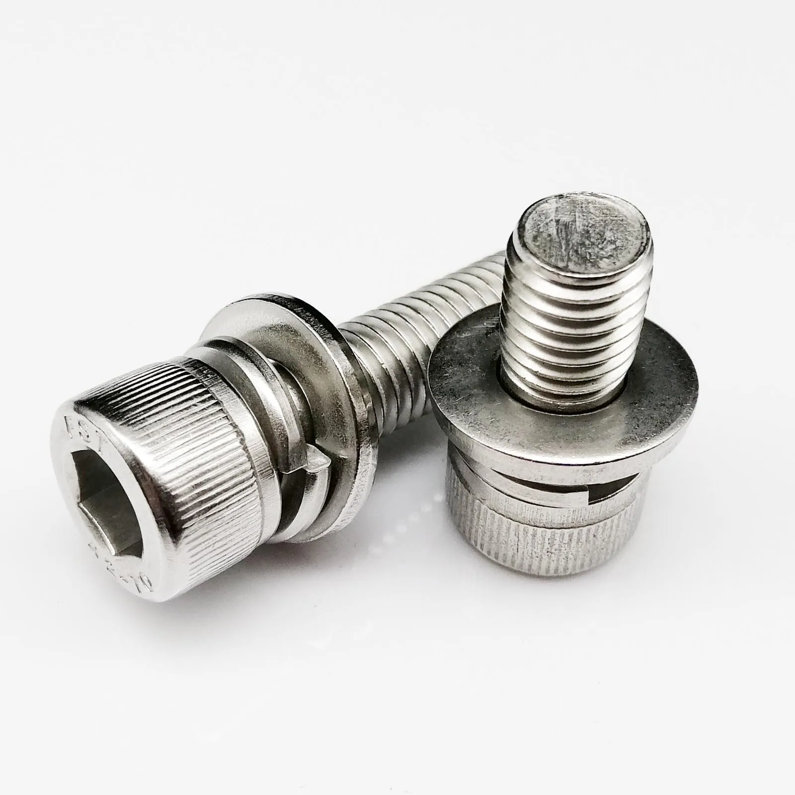 M2 M2.5 M3 M4 M5 M6 M8 M10 M12 304 Stainless Steel Hexagon Hex Socket Cap Head SEM Screw Flat Washer Spring Gasket Assemble Bolt - купить по