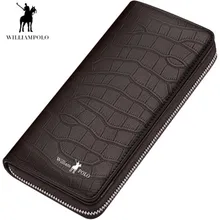 WILLIAMPOLO Men Wallets Real Cowskin RFID Blocking Men Wallets Large Capacity Card Holder Wallet Coin Purse Long Purse For Men