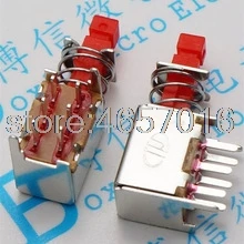

10PCS/LOT Key Switch PS-22F02 6Pins Self Locking Switch Red Push Button Switches