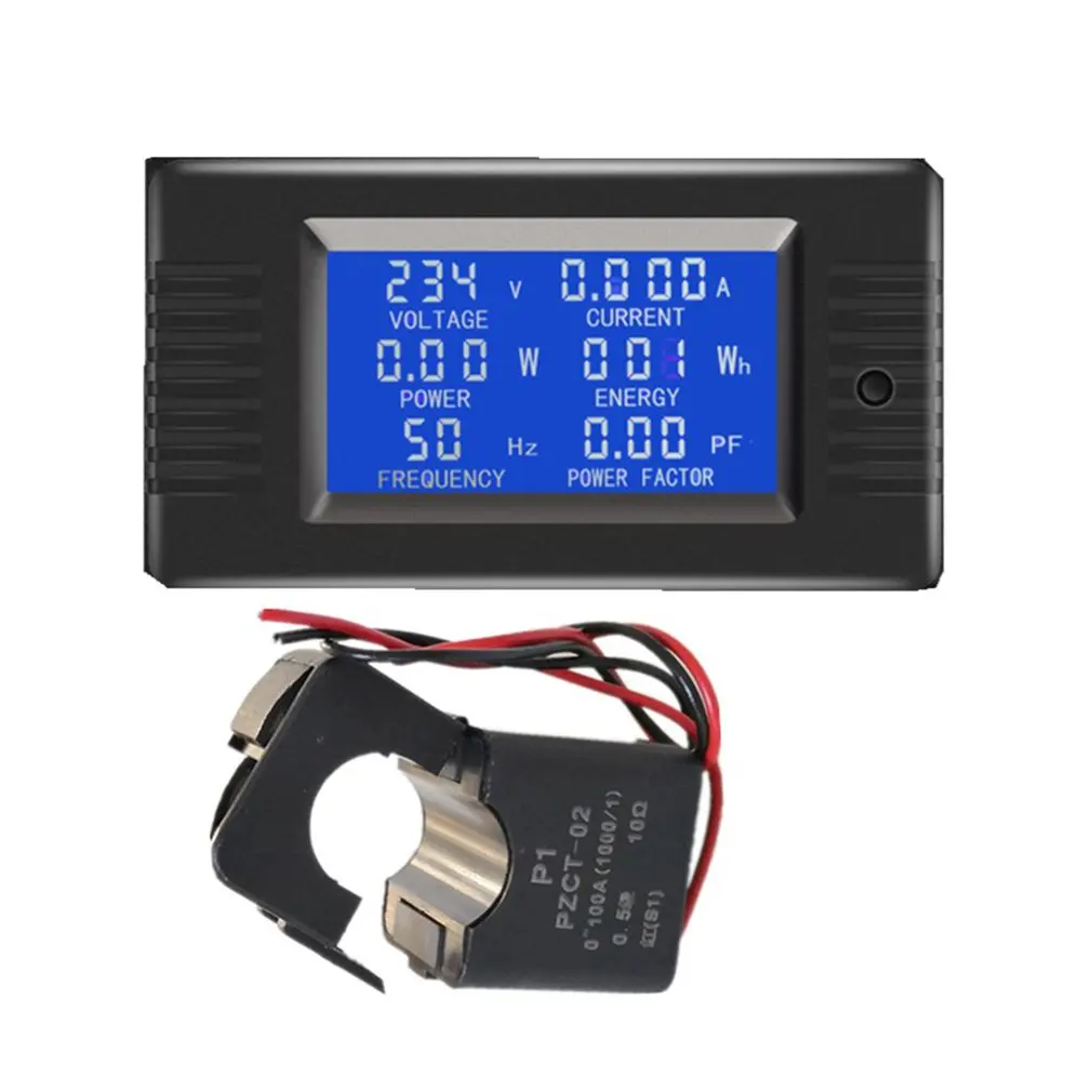 

PZEM-022 AC 6in1 80V-260V100A Single Phase Digital Ampermeter Power Energy Voltmeter Ammeter Volt Watt Kwh Factor Meter Split CT