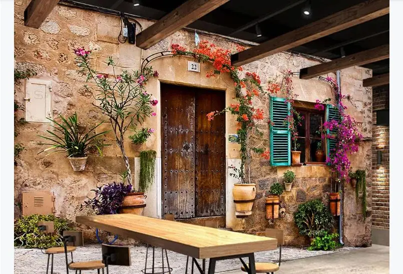 Обои для стен в средиземноморском стиле 3D фрески уличный вид современное