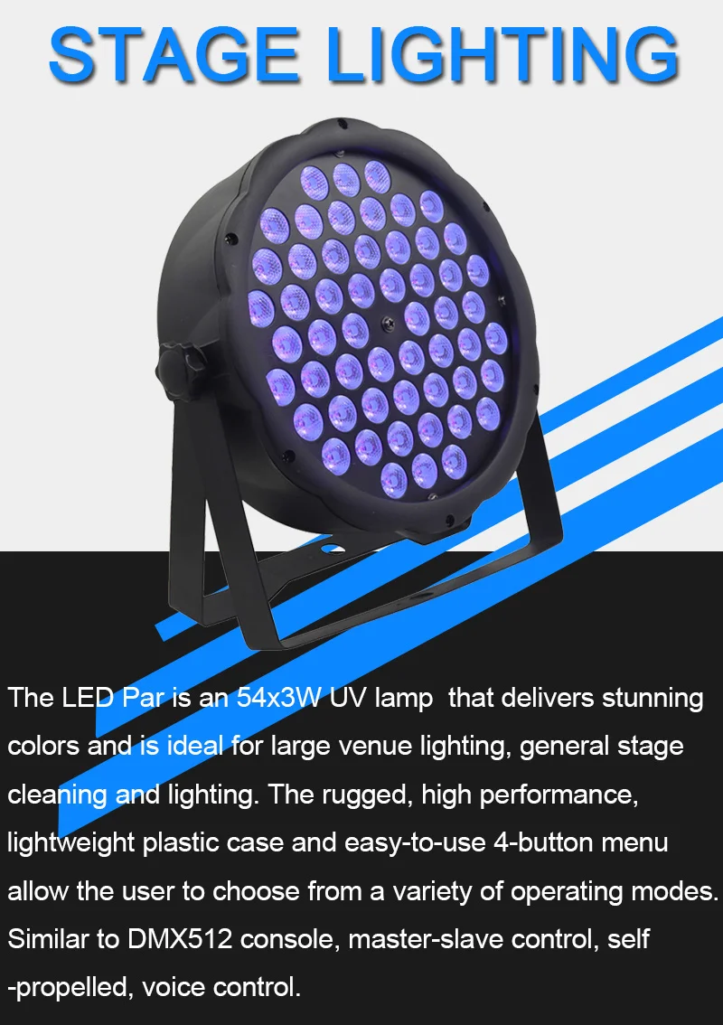 54x3 Вт УФ-светильник 54*3 Вт UV Led Par Светильник s настенный светильник диско-светильник DMX контроллер сценический светильник ing