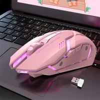 pink optical mouse wireless usb for games mouse gamer rechargeable with girlssilent games