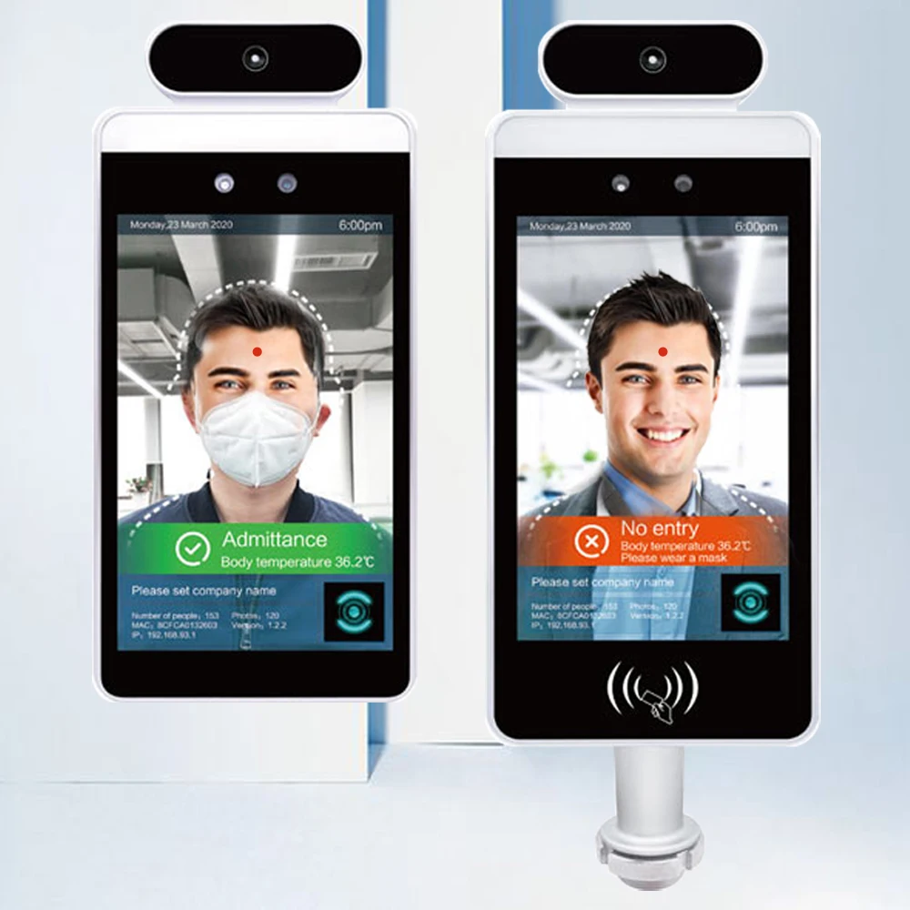 

Face Recognition Temperature Detection ID IC Card Reader Swing Barrier Gate Face Recognition Access Control