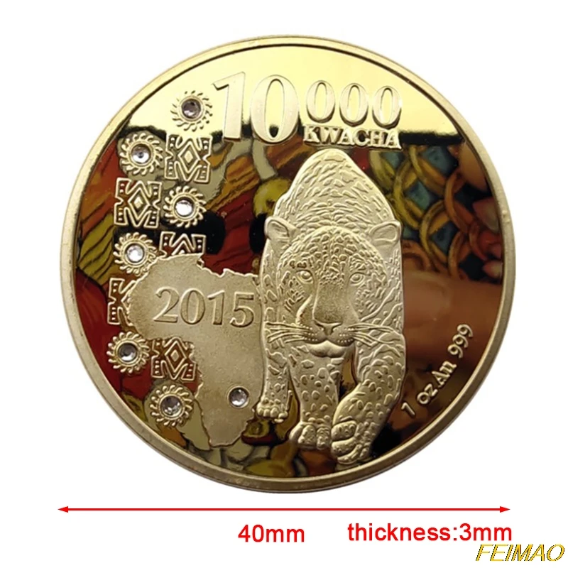 

Zambia Republic 1oz.999 African Leopard 10000 Kwacha Gold Animal