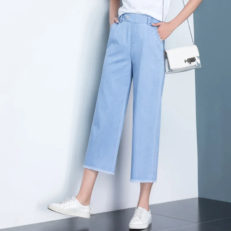 Женские летние джинсы 2020 года новые тонкие шелковые для отдыха с высокой талией