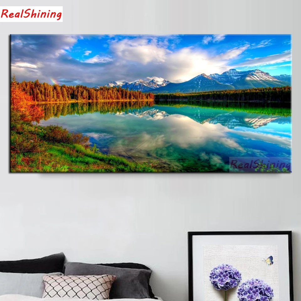 

Картина большого размера, красивая Алмазная вышивка озера, diy алмазная живопись, мозаика, живопись 3d, вышивка крестиком H2479