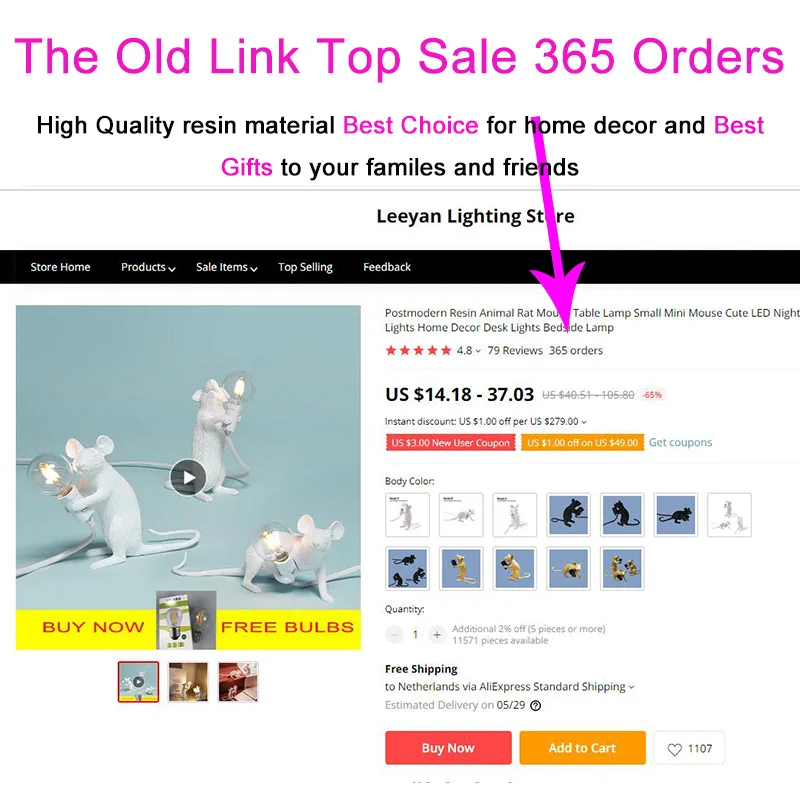 Постмодернистские животное из смолы крыса стол с мышкой лампа маленький