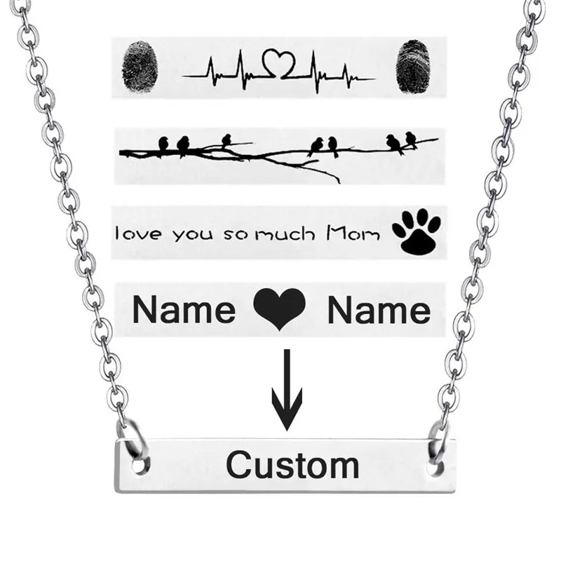 Персонализированное выгравированное название ожерелье на заказ Золотое