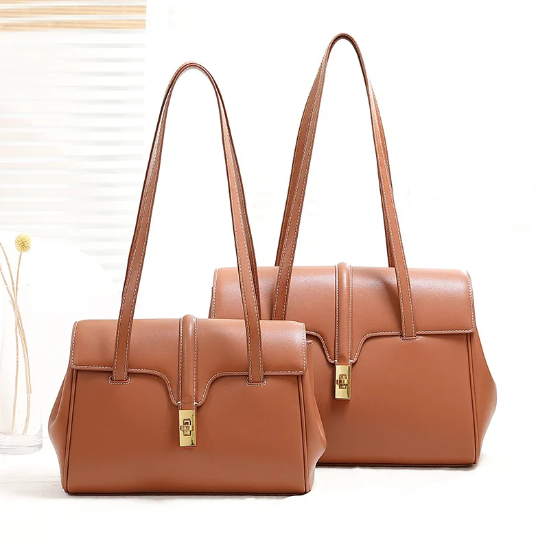 

Japanese Style Simple Fashion Design High Capacity Tote Bag Women's Cow Leather Portable Commuting Office Travel Shoulder Bag