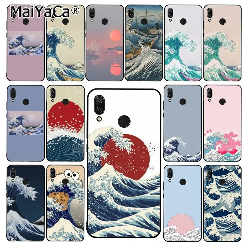 Классический чехол для телефона MaiYaCa Wave Art Japanese Green Illust Xiaomi Redmi8 4X 6A 9 8A note pro 5Plus Note4 5 7