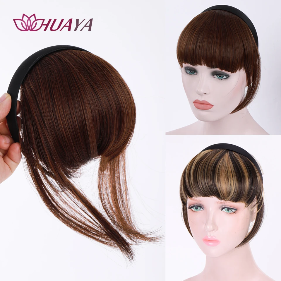 Синтетические прямые волосы HUAYA челка с зажимом парик наращивание волос кусочки
