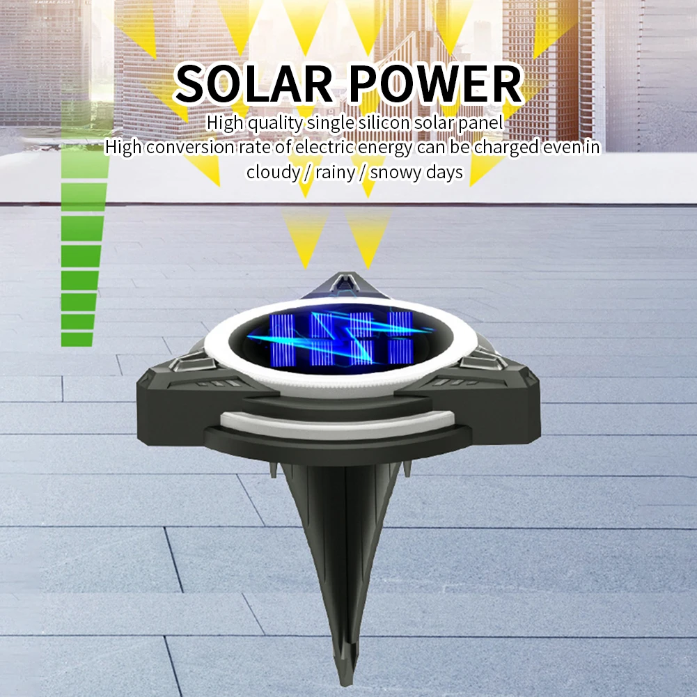 

2pcs Ground Lights Color Changing Solar Powered Battery Multifunction Lawn Outdoor Garden Landscape Yard Modern Park Path