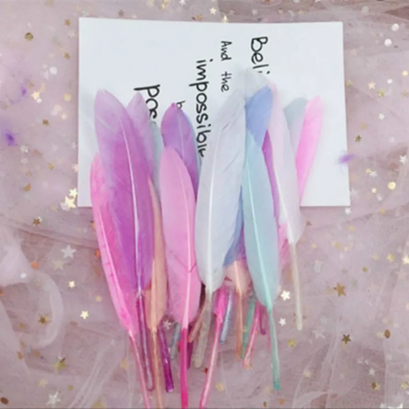 Натуральный гусиный пух цветные перышки маленький прямой нож сделай сам перо для