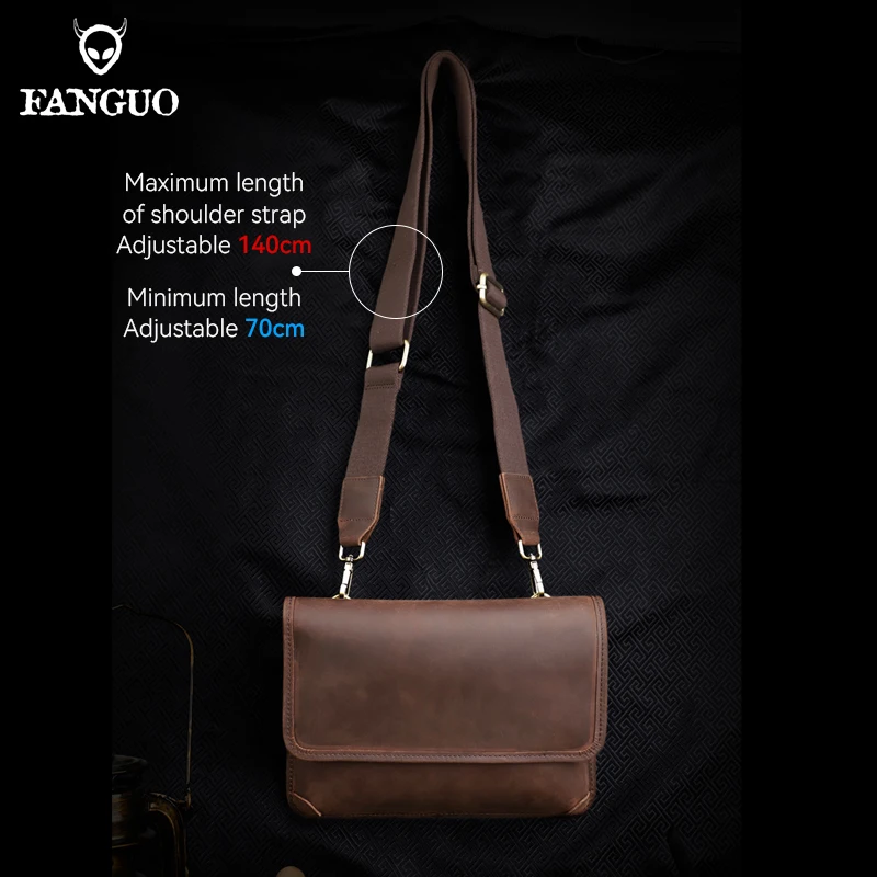 Retro Cowhide Men's Crossbody Bag Chest Bag Genuine Leather Male Shoulder Messenger Bags Casual Sport Sling Packs