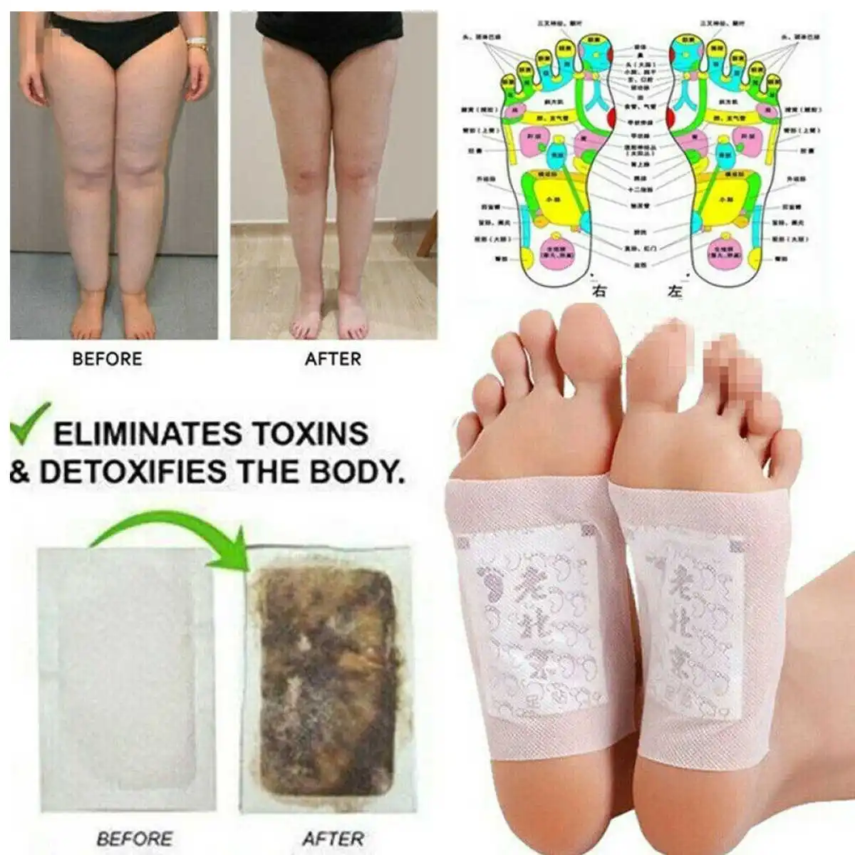 

100 Pcs/Set Ginger Wormwood Foot Patch Detox Foot Patches Pads Improve Sleep Quality Weight Loss Slimming Patch Health Care Tool