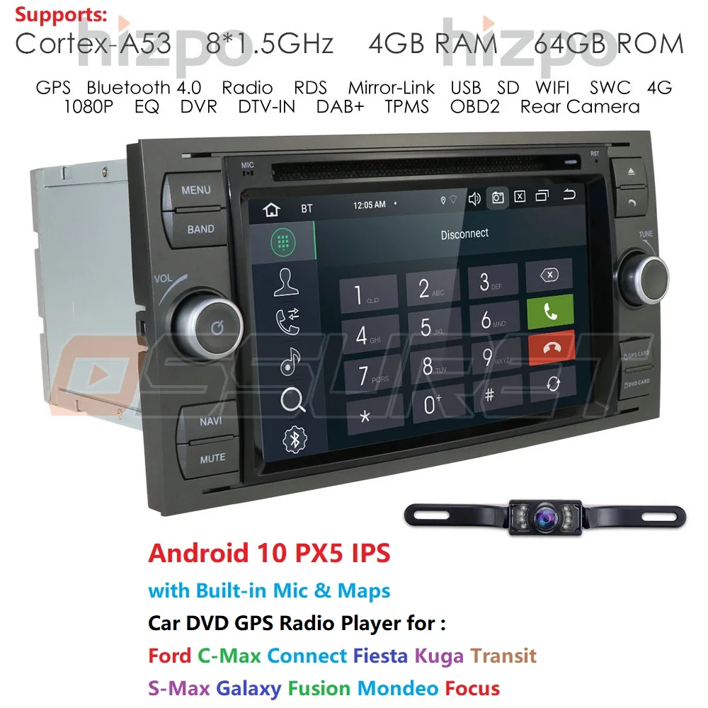 online Px5 Android 4g 64g 2din Rádio Do Carro Gps Dvd Para Ford Focus 2 Fiesta Mondeo 4 C-max S-max Fusão Trânsito Kuga MultimÃdia Navegação