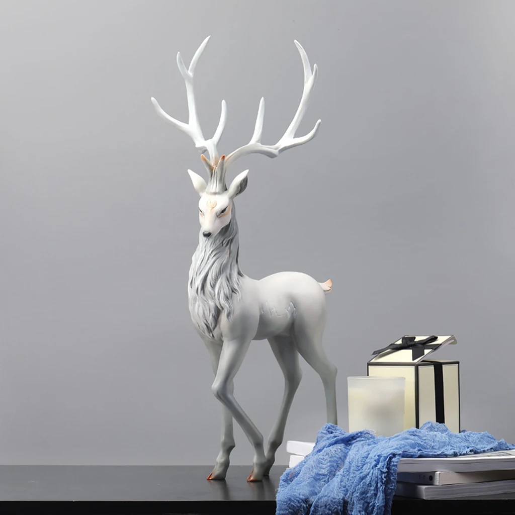 

Creative Resin Reindeer Ornament Collectible Light Luxury Deer Decoration for Office Gifts Figurine Statue Home Decor Deer Model