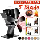 5 лопастей вентилятора черный вентилятор для камина 8,8 дюймов плита вентилятор для печи, работающий от тепловой энергии древесных бревен горелки Ecofan тихий вентилятор домашнего распределения тепла