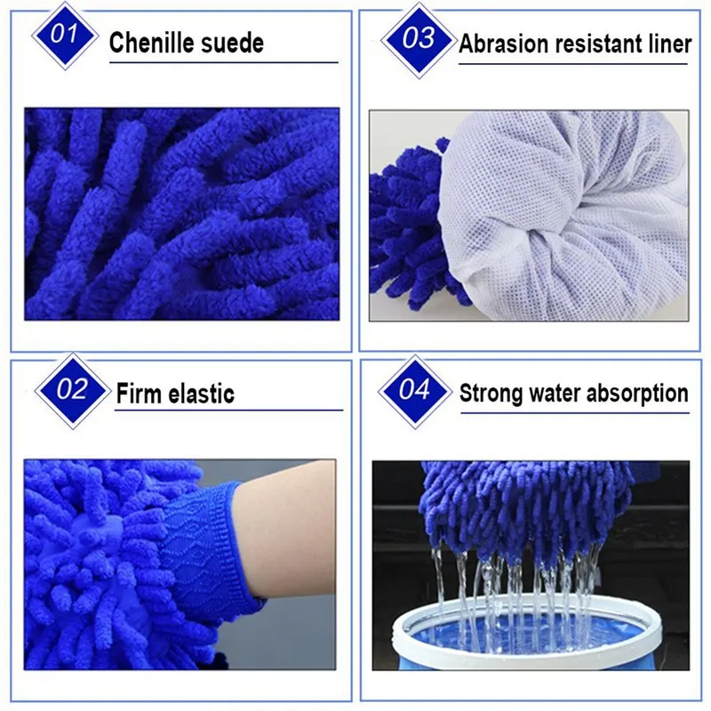 

Car wash Cleaning tool,2 Pack Wash Gloves With 2pcs Cleaning Cloth For Car Cleaning & Household Cleaning