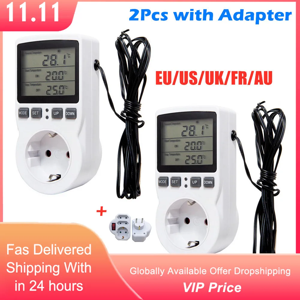 

Цифровой датчик температуры с многофункциональной беспроводной розеткой для термостата с таймером, штепсельная вилка Европейского/америк...
