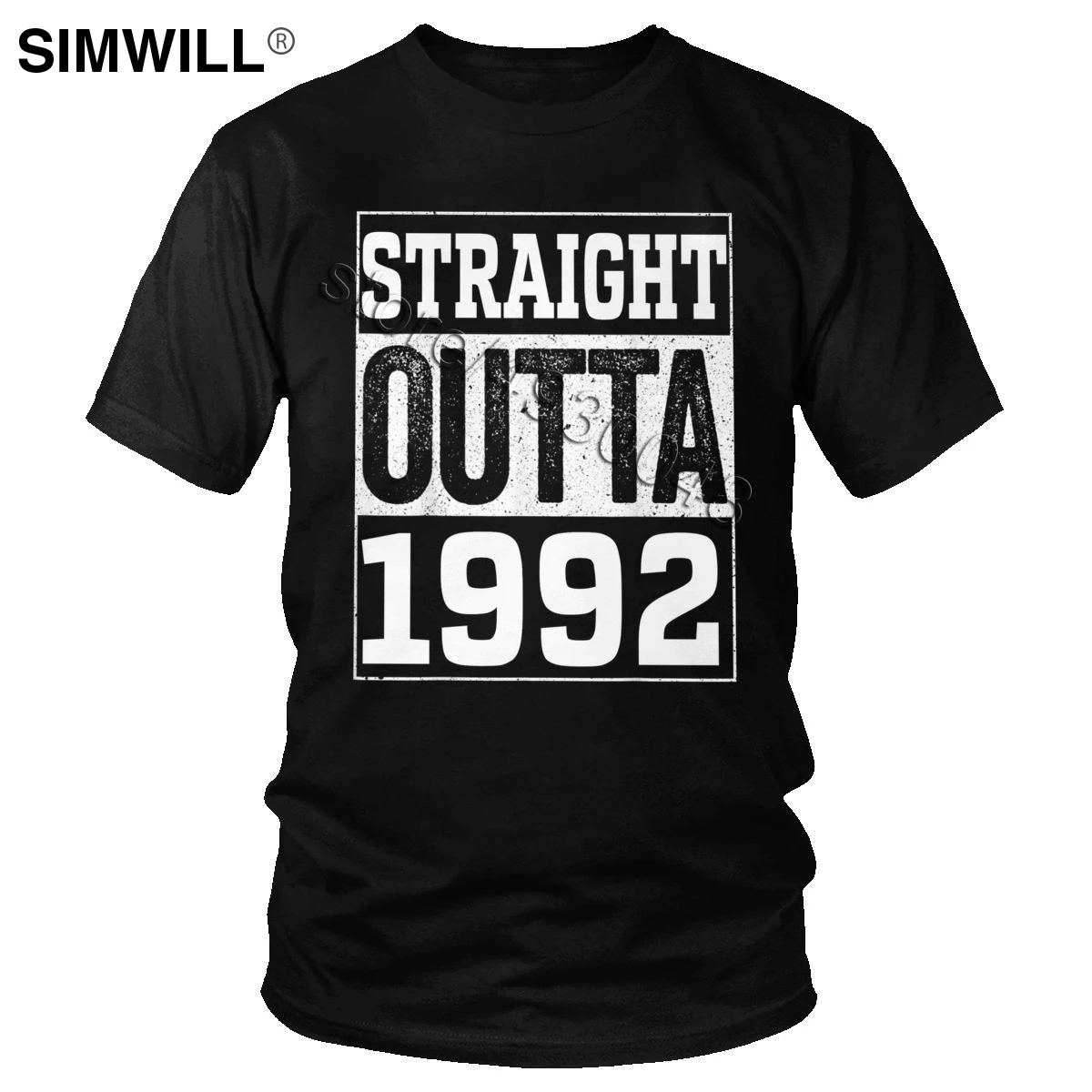 

Straight Outta 1992 T Shirts for Men 100% Cotton Happy Birthday Gift Tshirt Short Sleeves Crew Neck Tee Tops Wholesale