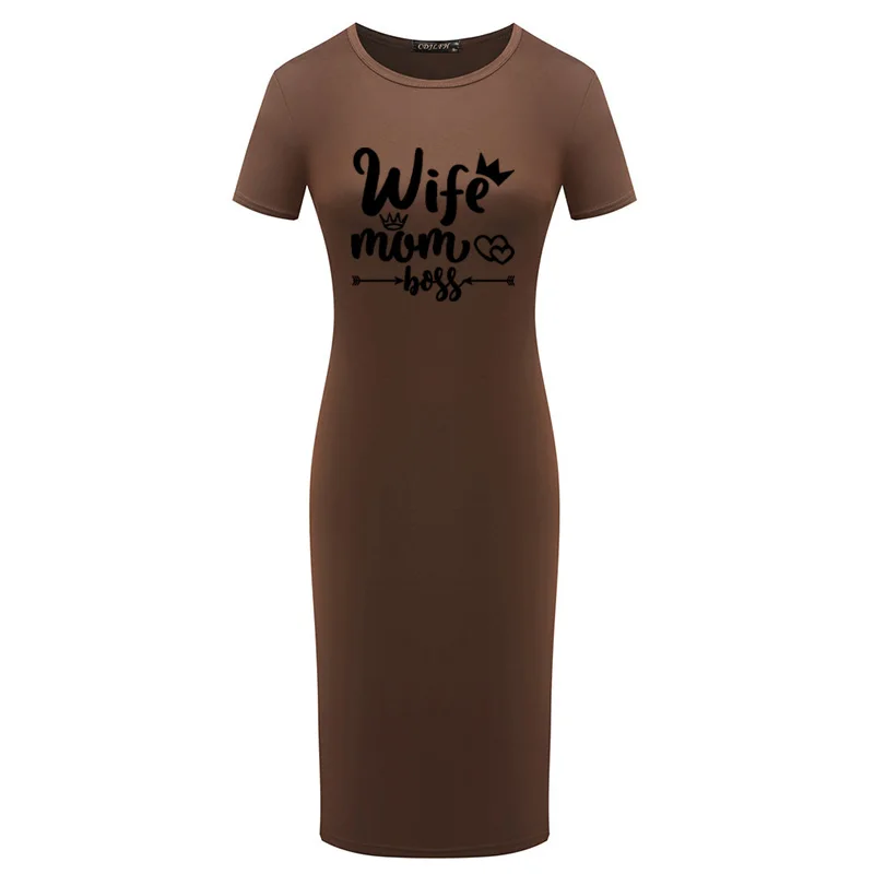 

Womens Dresses New Arrival 2021 Letter Print Bodycon Dress Summer Slim Short Sleeve Pencil Dress Sexy Clothes Vestidos Robe