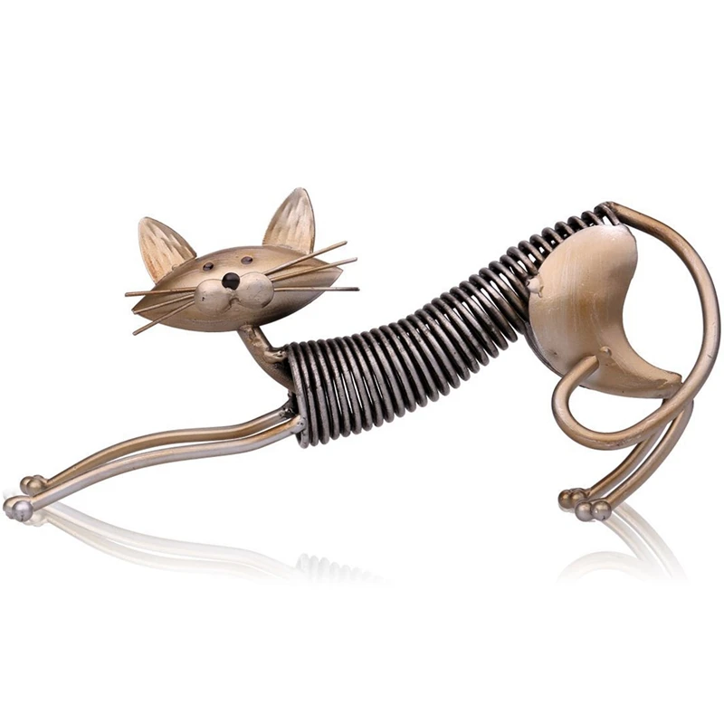 Металлическая статуэтка железное художественное украшение в форме кошки ручная