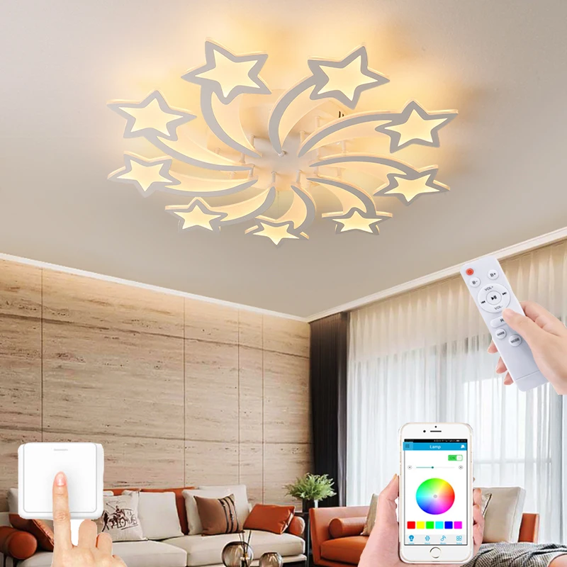 $31.68 Modern New LED Chandelier Stars Living Room Lighting Supports Remote Control APP Bedroom LED Ceiling Lights