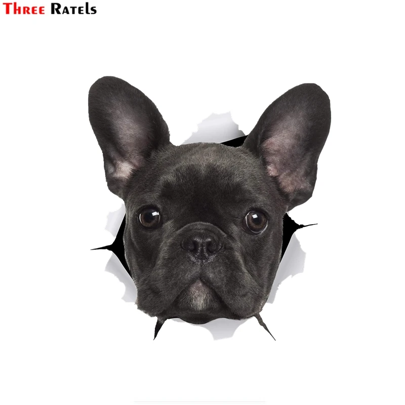 Three Ratels 1068 3D Black French Bulldog Sticker Dog Decals for Walls Cars motorcycle Toilet Luggage Skateboard Laptop