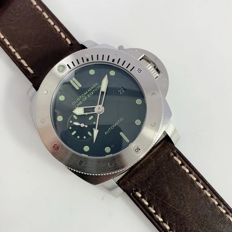 Новые мужские parnis 47 мм GMT кожаный ремешок Морская Чайка автоматические