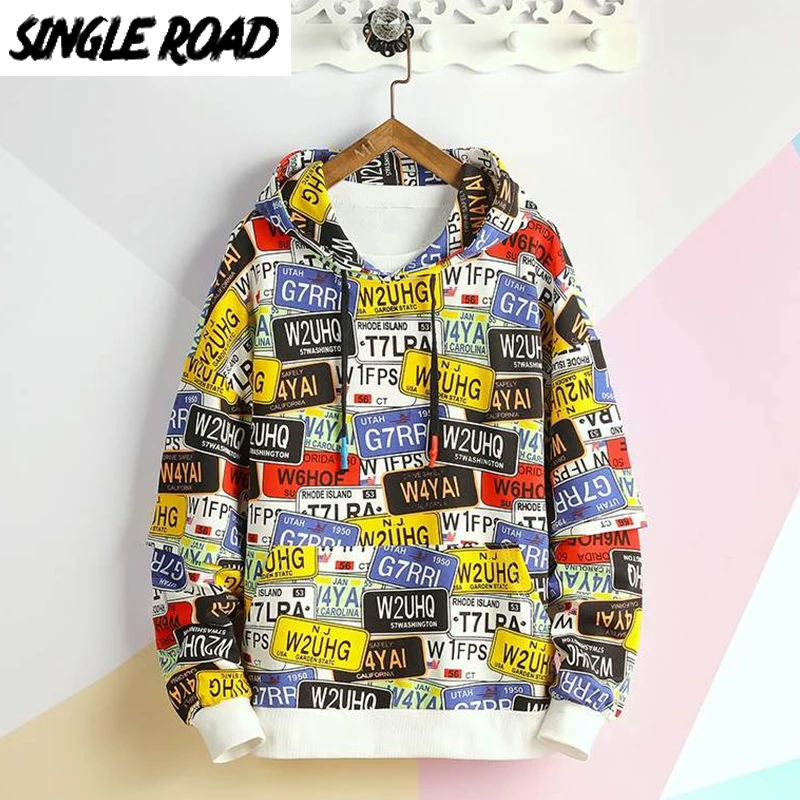 Мужская толстовка с капюшоном принтом Японская уличная одежда большого размера